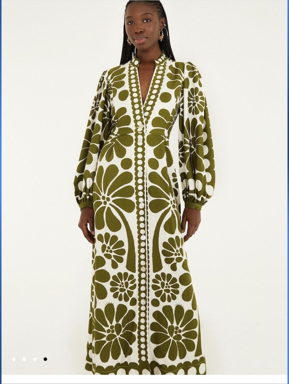 Green Palermo Buttoned Puff Sleeve Maxi Dress - Picture 4 of 8
